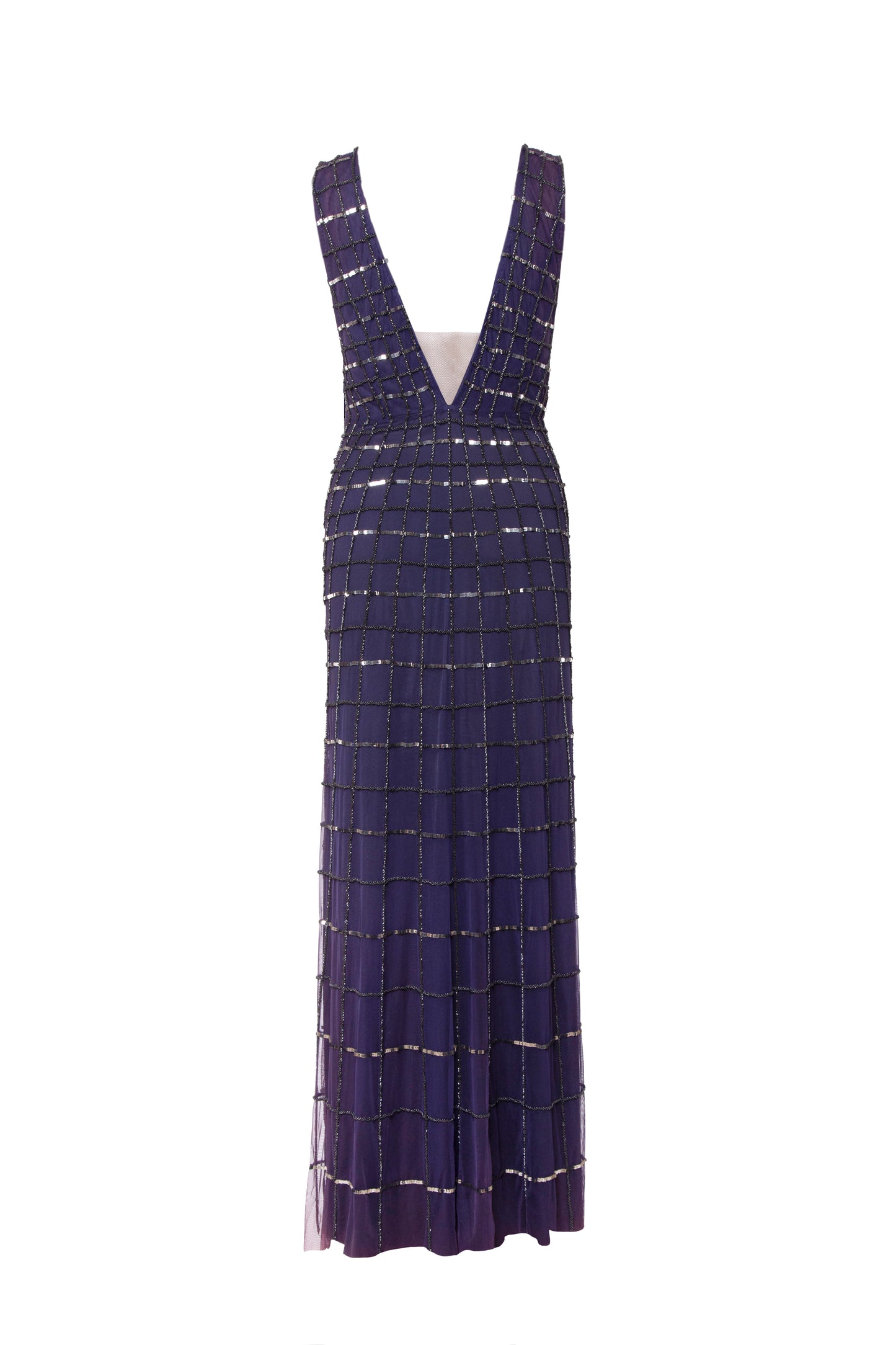 Solana Check Embellished Sleeveless Maxi Gown