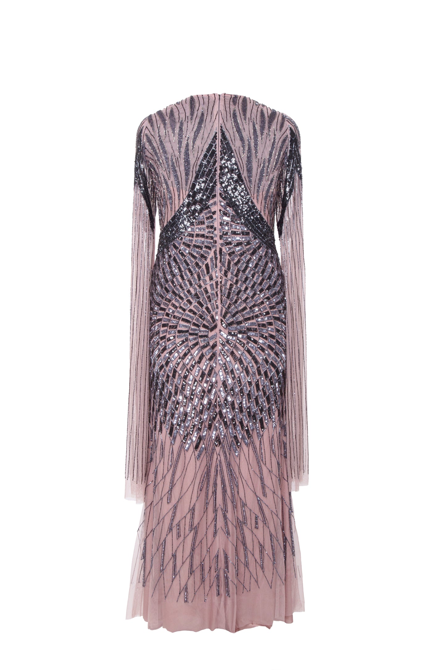 Pia Contrast Sequin Embellished Long Sleeve Maxi Dress