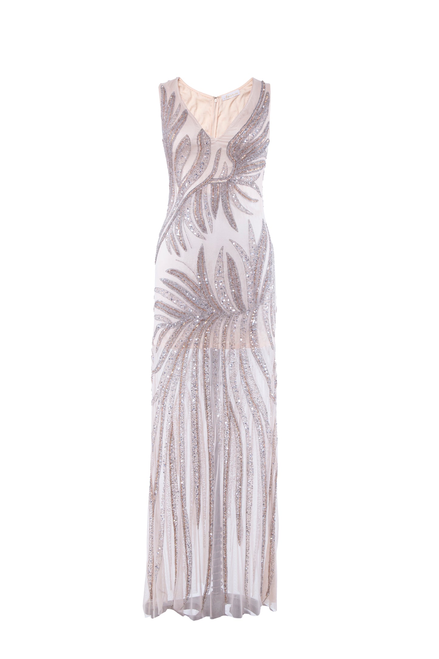 Folia Embellished V-Neck Sleeveless Maxi Dress