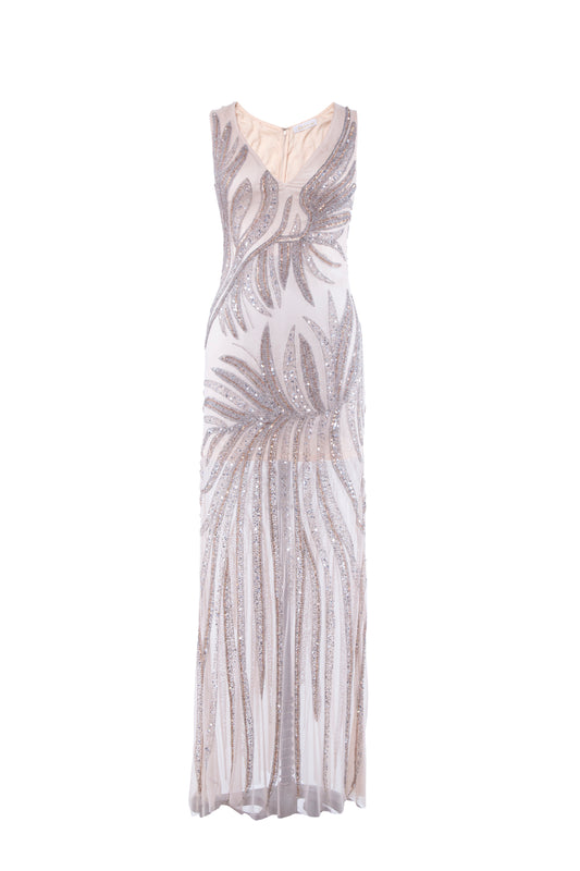 Folia Embellished V-Neck Sleeveless Maxi Dress