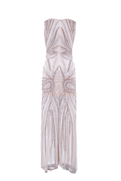Folia Embellished V-Neck Sleeveless Maxi Dress