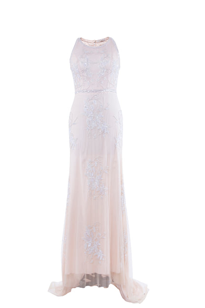 Suri Blush Floral Beaded Sleeveless Maxi Gown