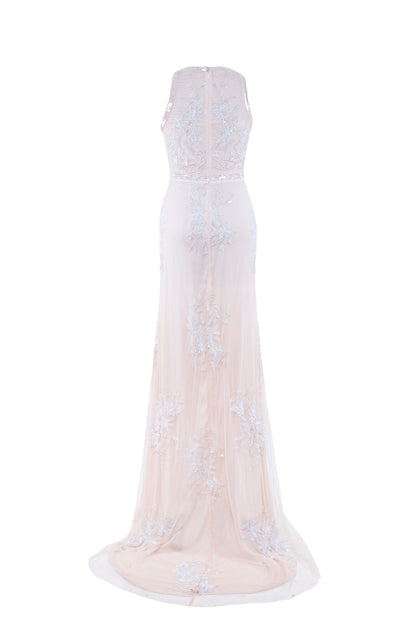 Suri Blush Floral Beaded Sleeveless Maxi Gown