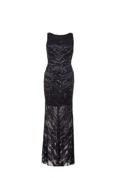 Lyla Sequined Bateau Neck Maxi Gown