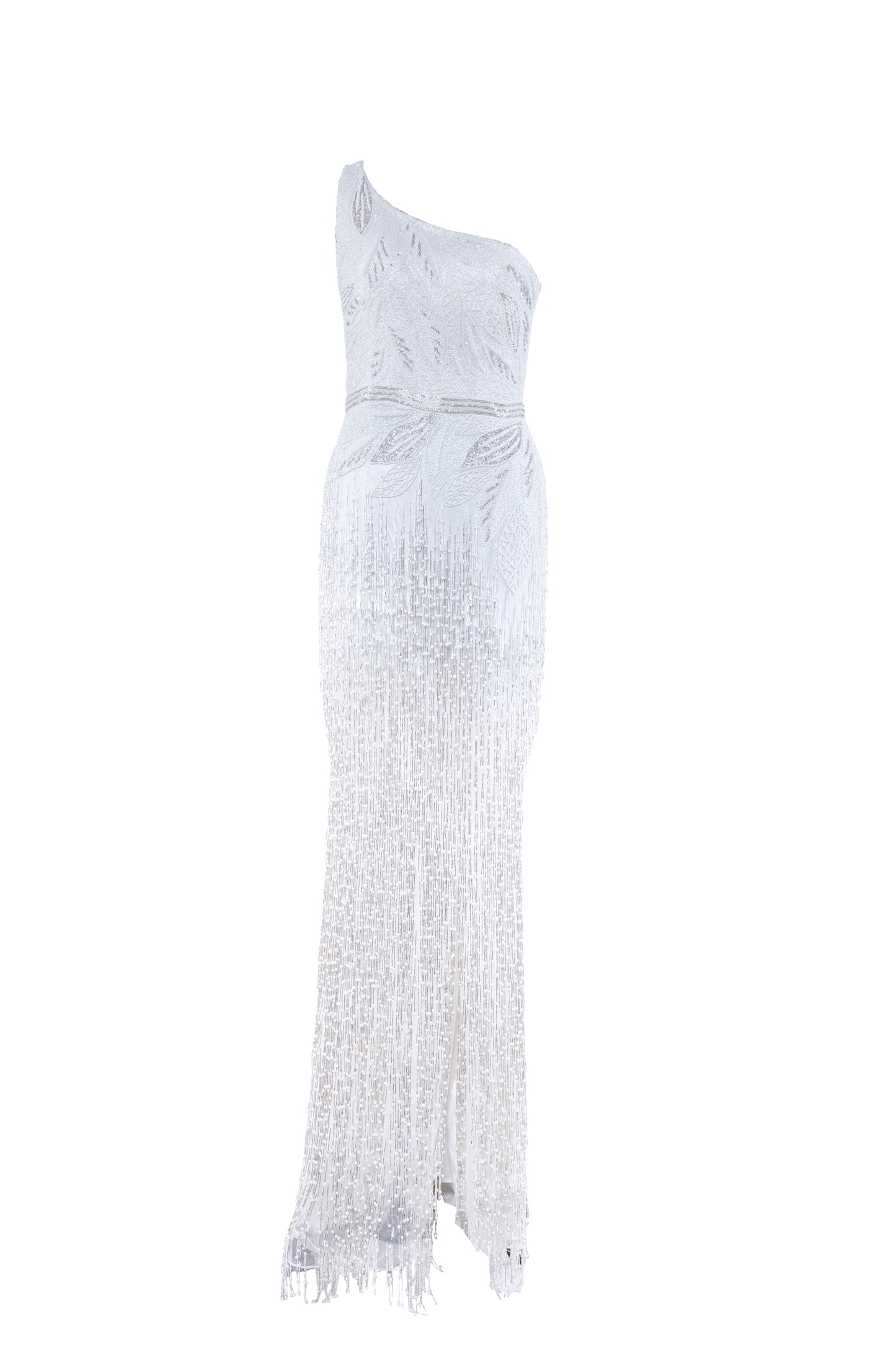 Althea One Shoulder Beaded Fringe Maxi Gown