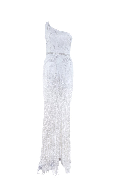 Althea One Shoulder Beaded Fringe Maxi Gown