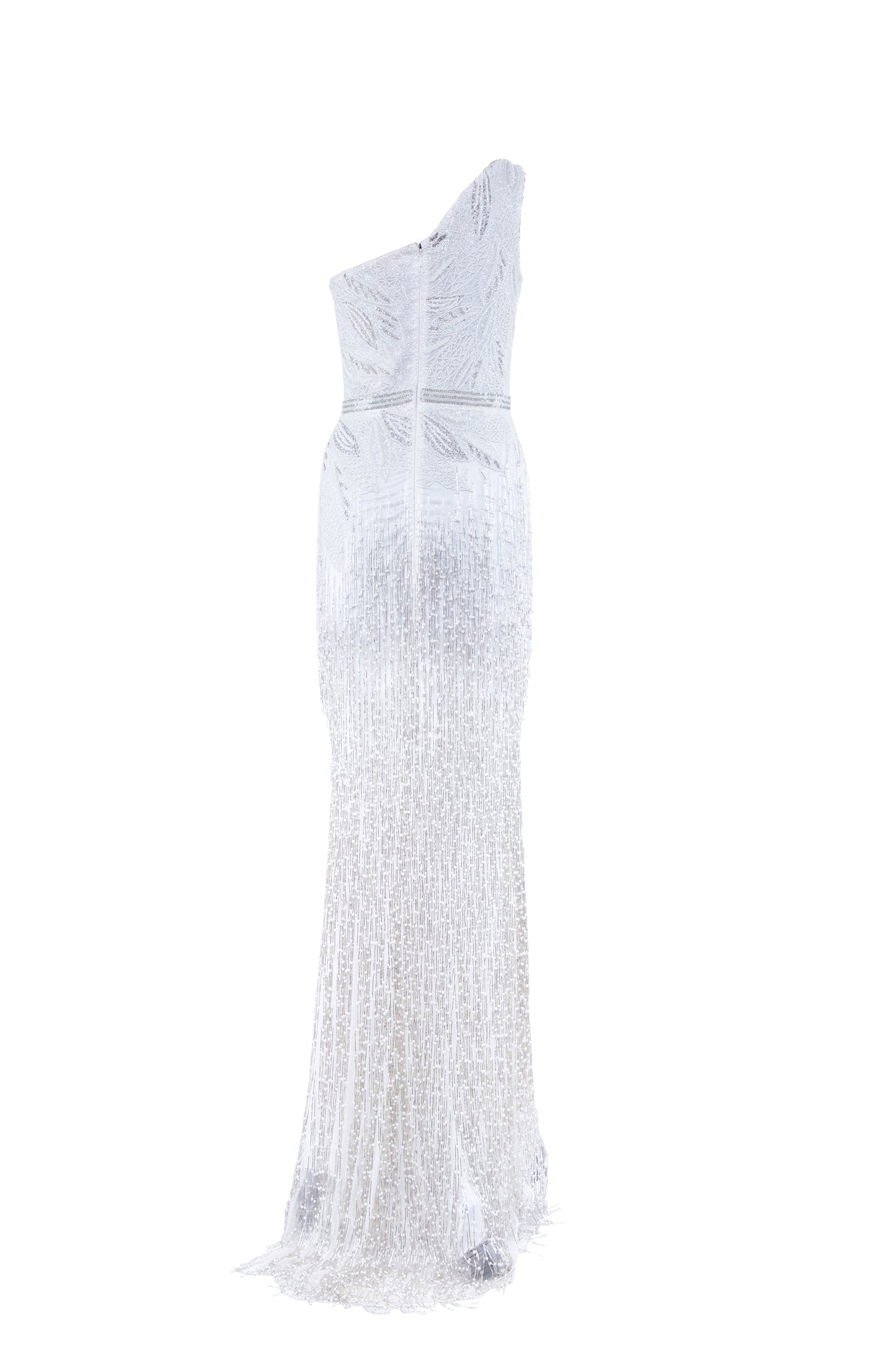 Althea One Shoulder Beaded Fringe Maxi Gown
