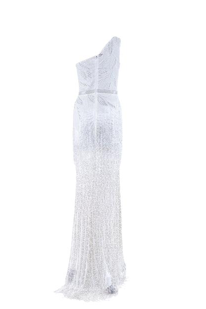 Althea One Shoulder Beaded Fringe Maxi Gown