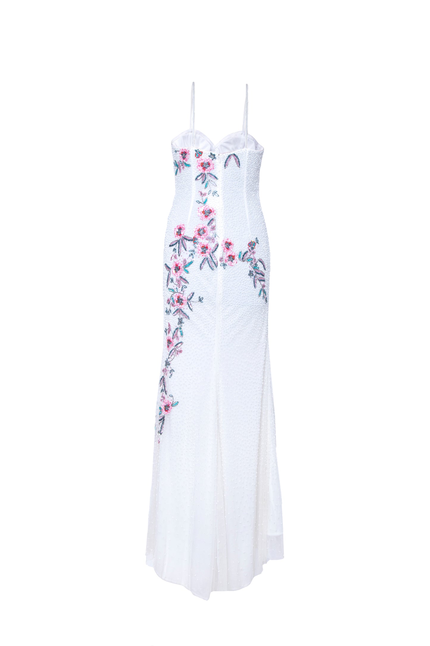 Rita Floral Beaded Strap Sweetheart Neck Maxi Dress