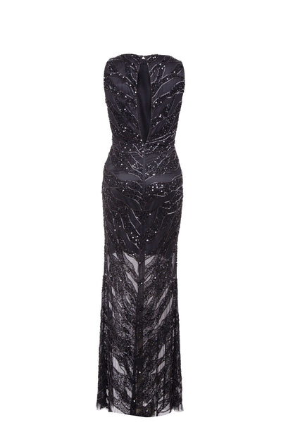 Lyla Sequined Bateau Neck Maxi Gown