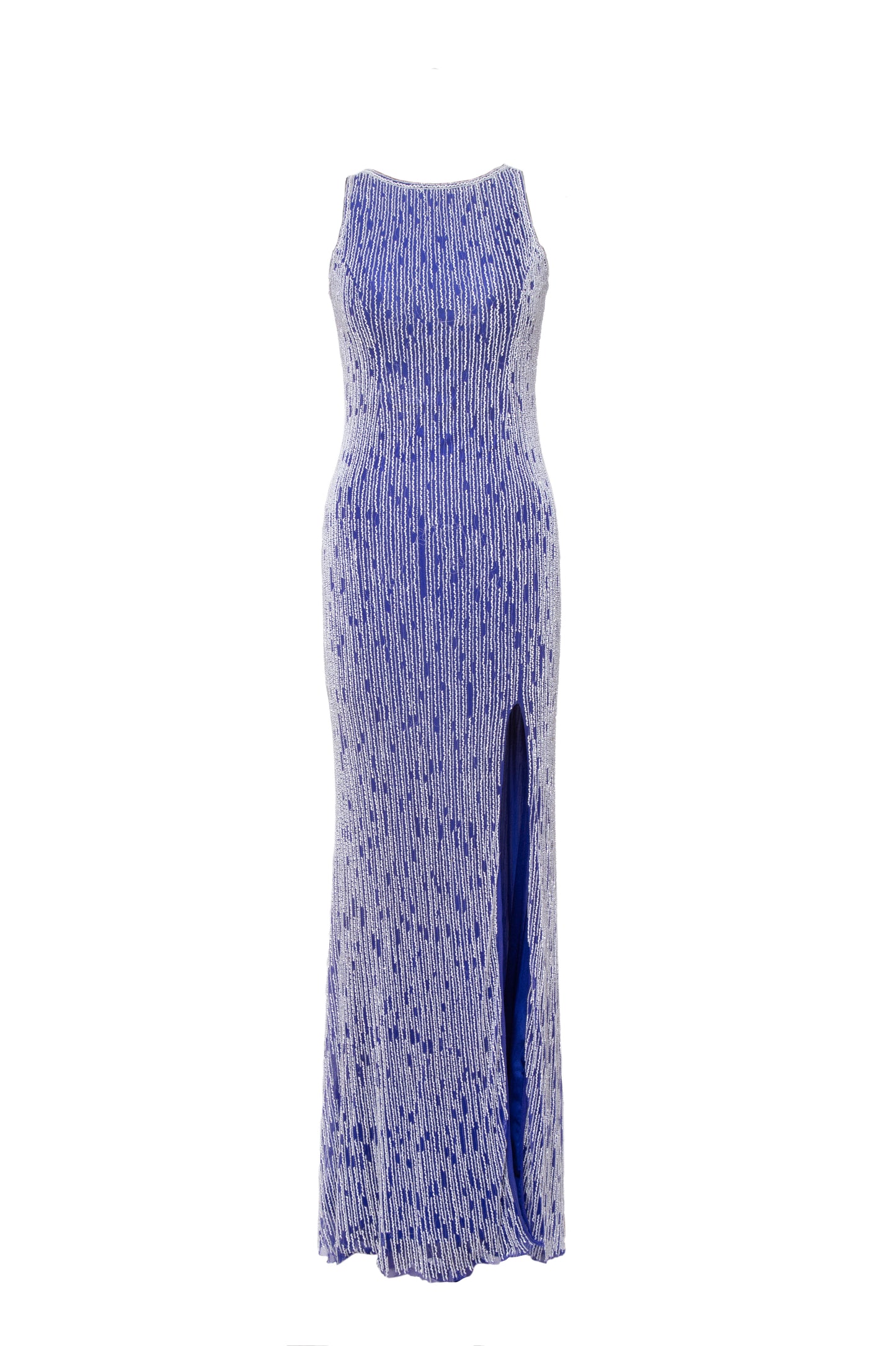 Marina Hand-Beaded Bateau Neck Sleeveless Maxi Gown