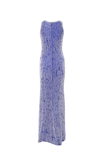 Marina Hand-Beaded Bateau Neck Sleeveless Maxi Gown