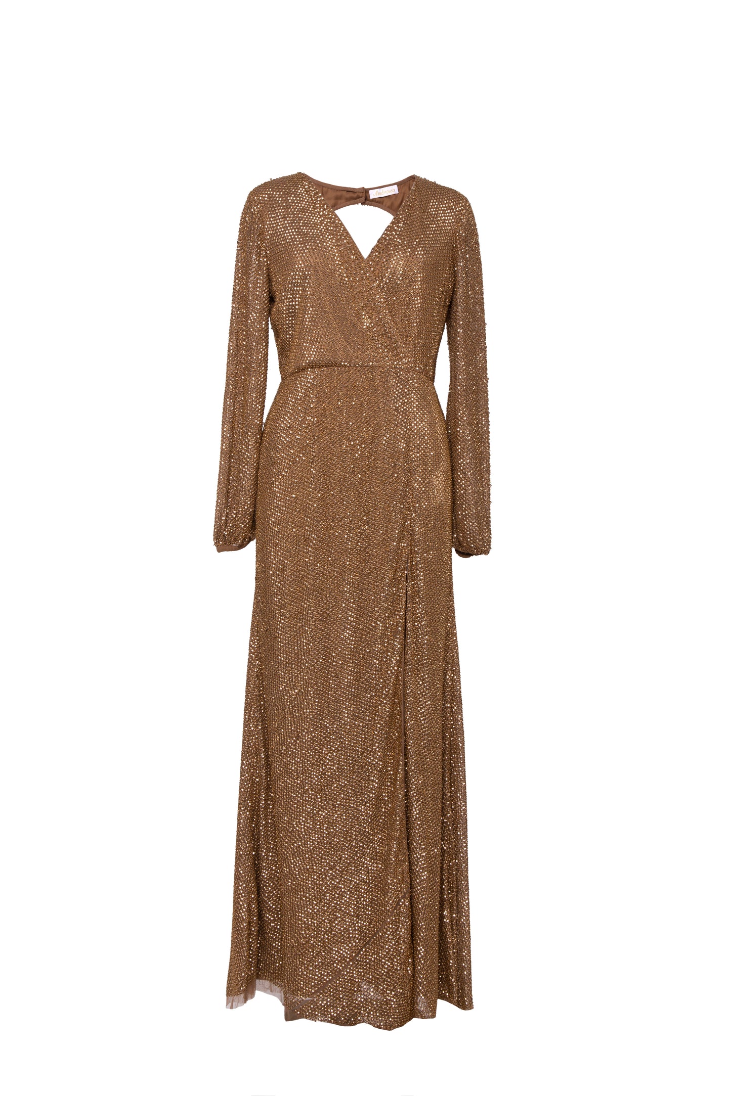 Ania Bronze Hand-Beaded Open Back Maxi Gown