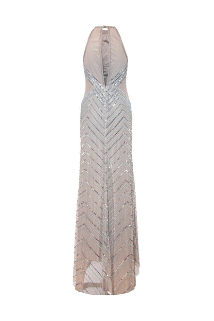 Yara Embellished Halter Maxi Gown