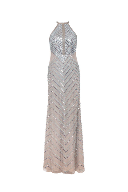 Yara Embellished Halter Maxi Gown