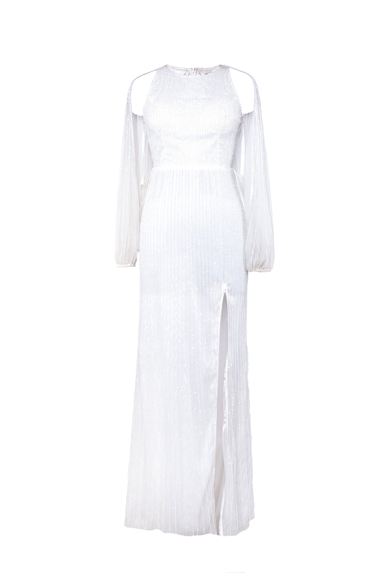 Ava Beaded Open Sleeve Maxi Gown