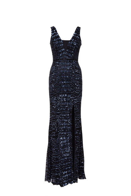 Stella Sequined Sleeveless V-Neck Maxi Gown