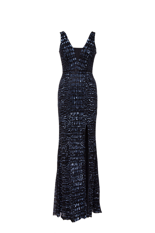 Stella Sequined Sleeveless V-Neck Maxi Gown