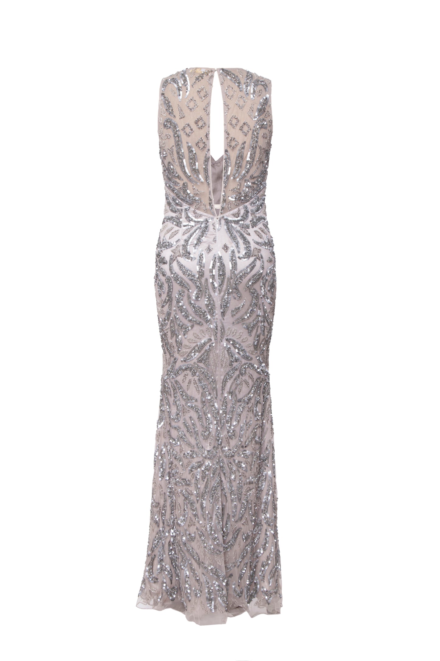 Belle Embellished V-Neck Sleeveless Tulle Maxi Gown