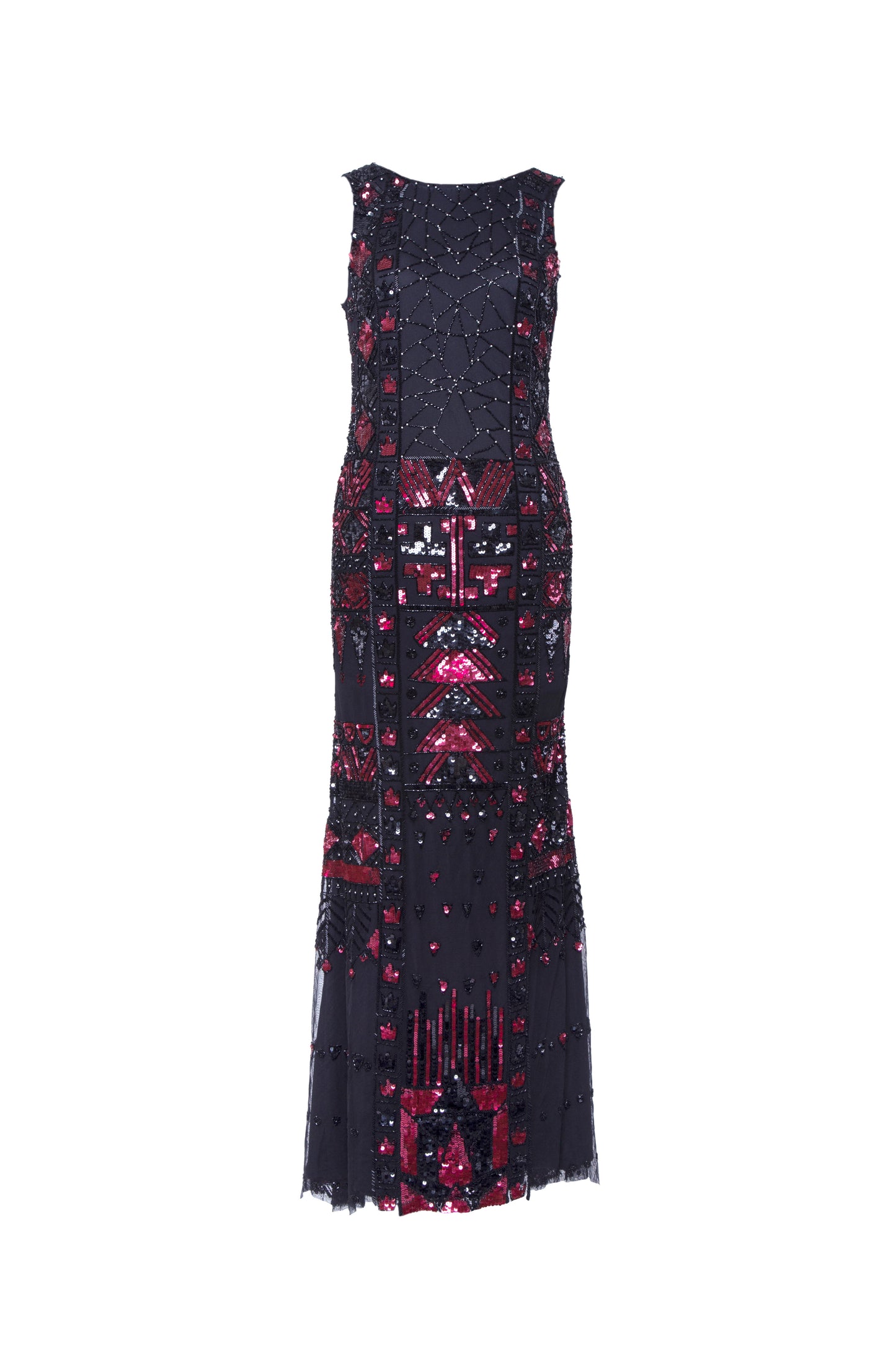 Ruby Geometric Embellished Backless Maxi Gown