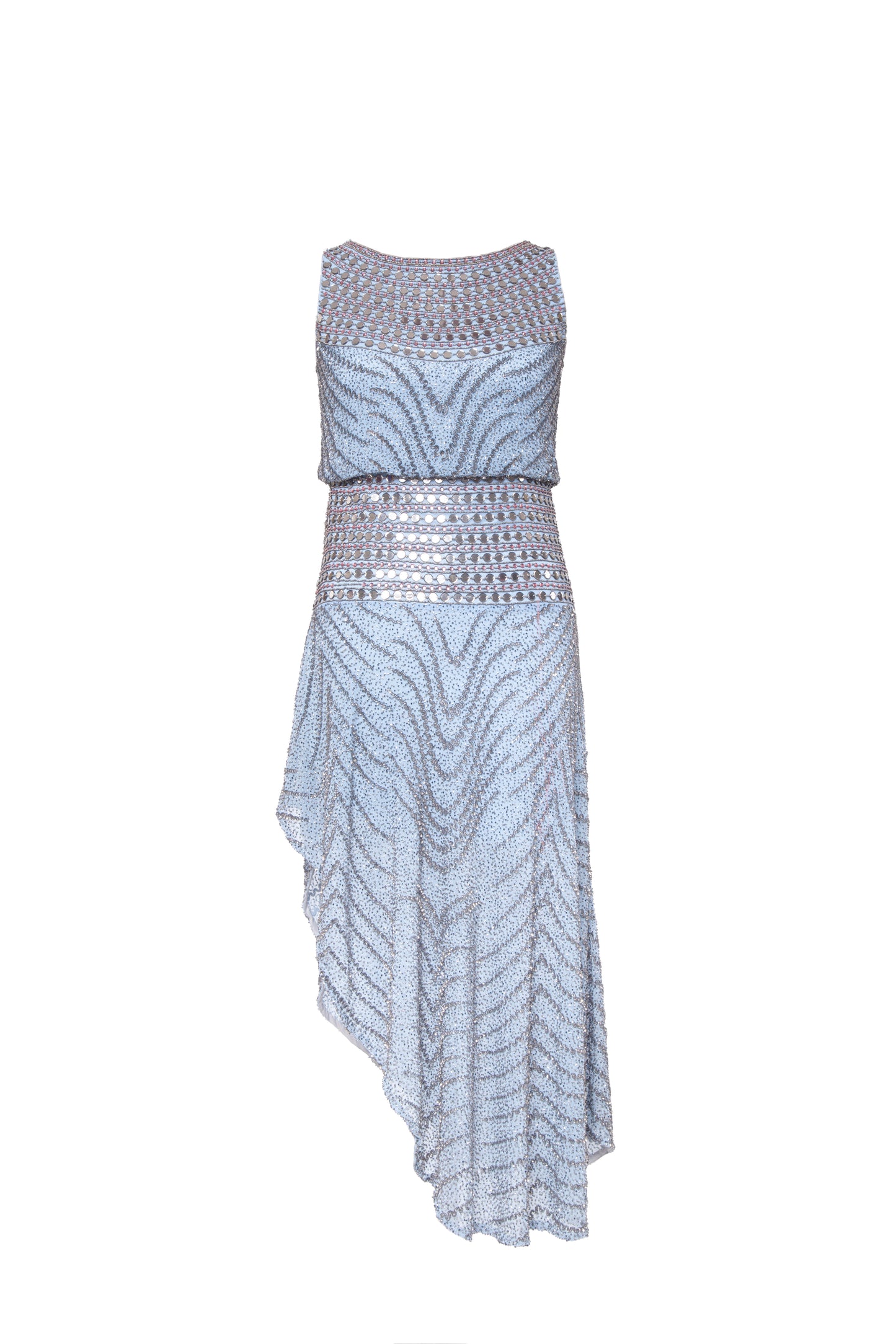 Katya Embellished Asymmetrical Bateau Neck Sleeveless Dress