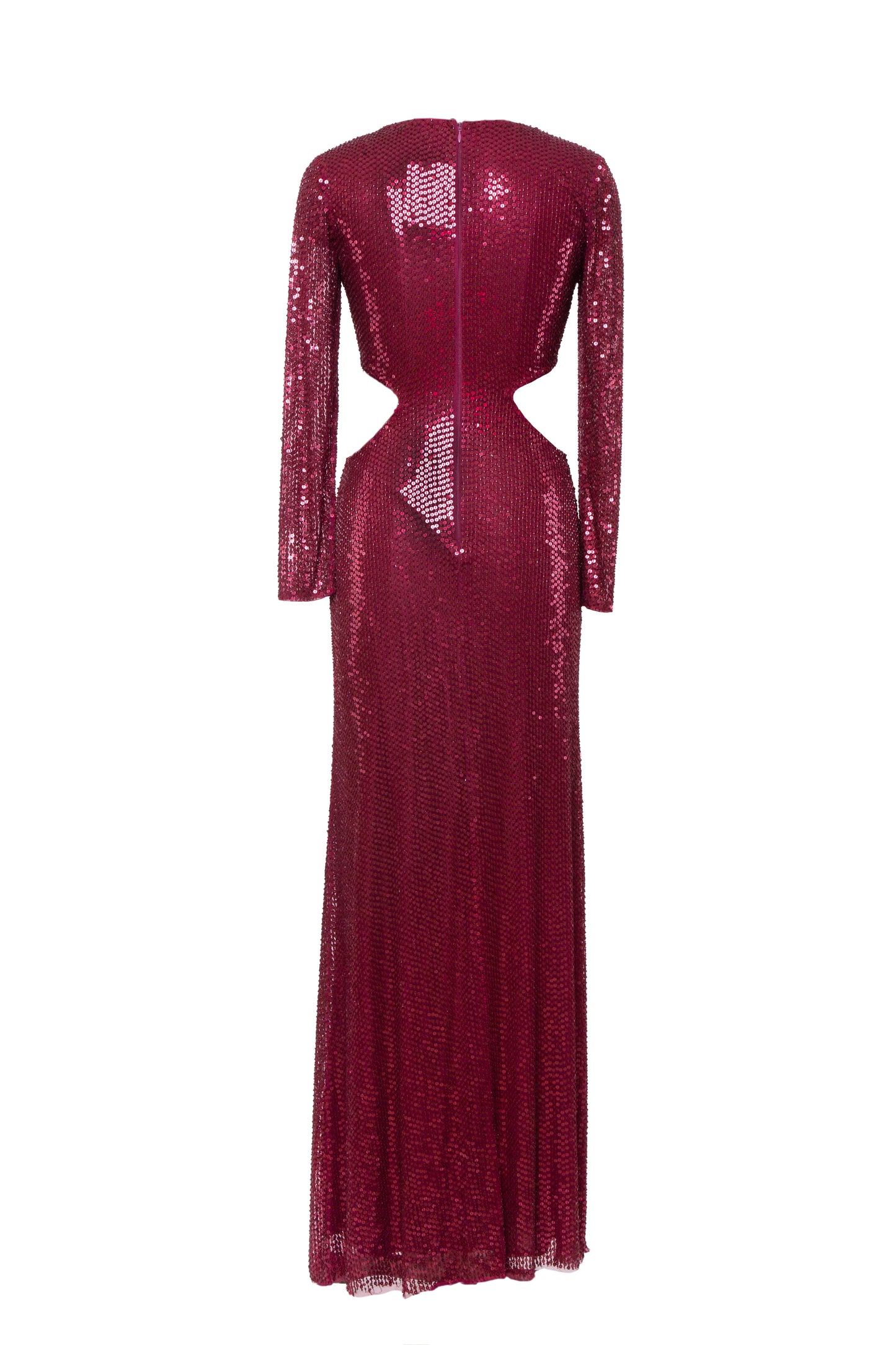 Scarlet Sequined Cutout Long Sleeve Maxi Gown