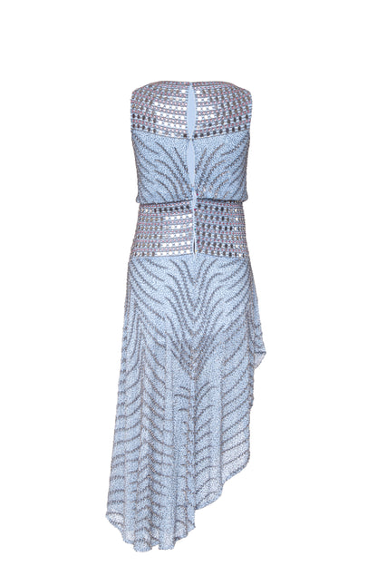 Katya Embellished Asymmetrical Bateau Neck Sleeveless Dress