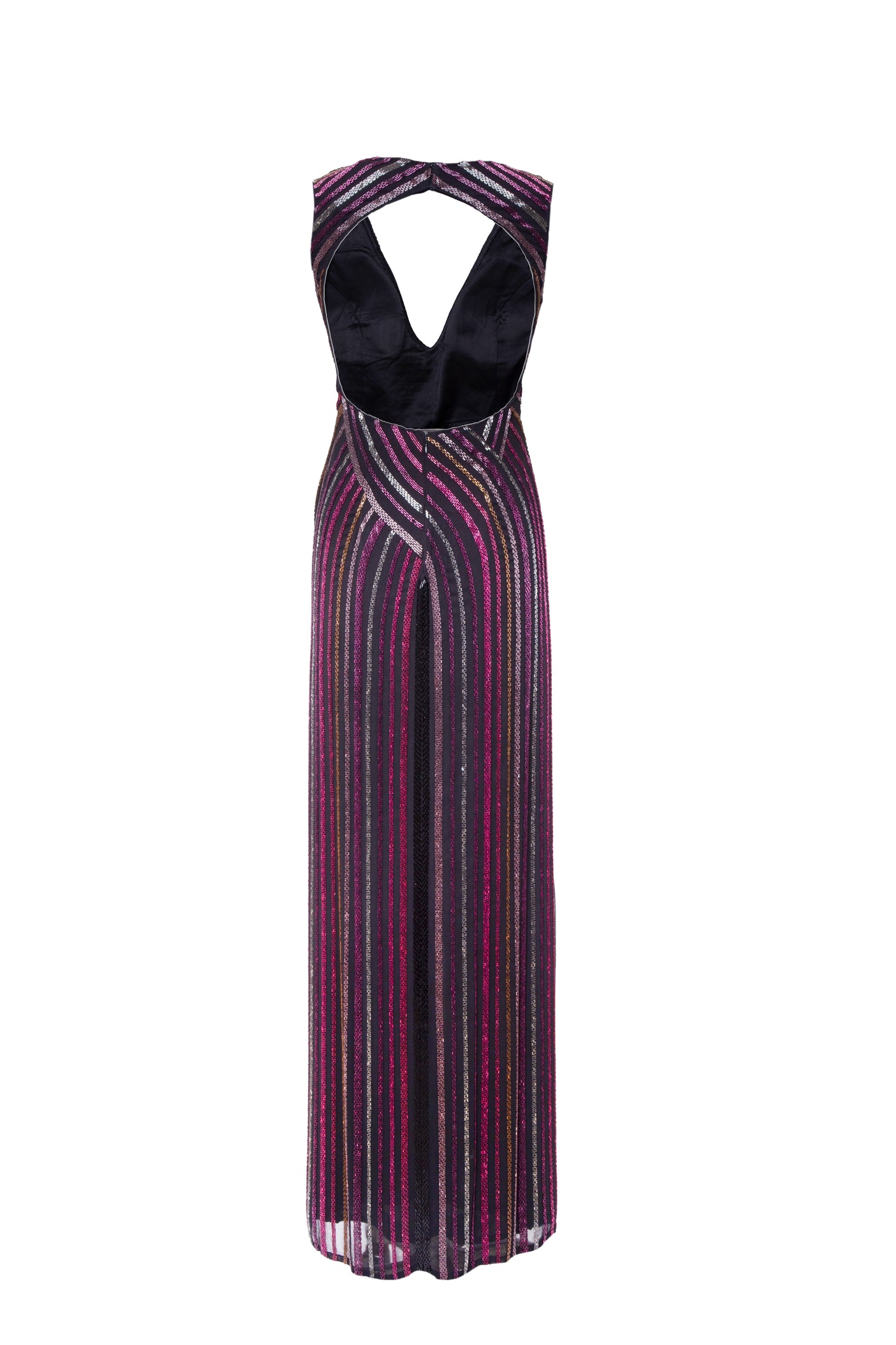 Ines Stripe Sequined Open Back Maxi Gown