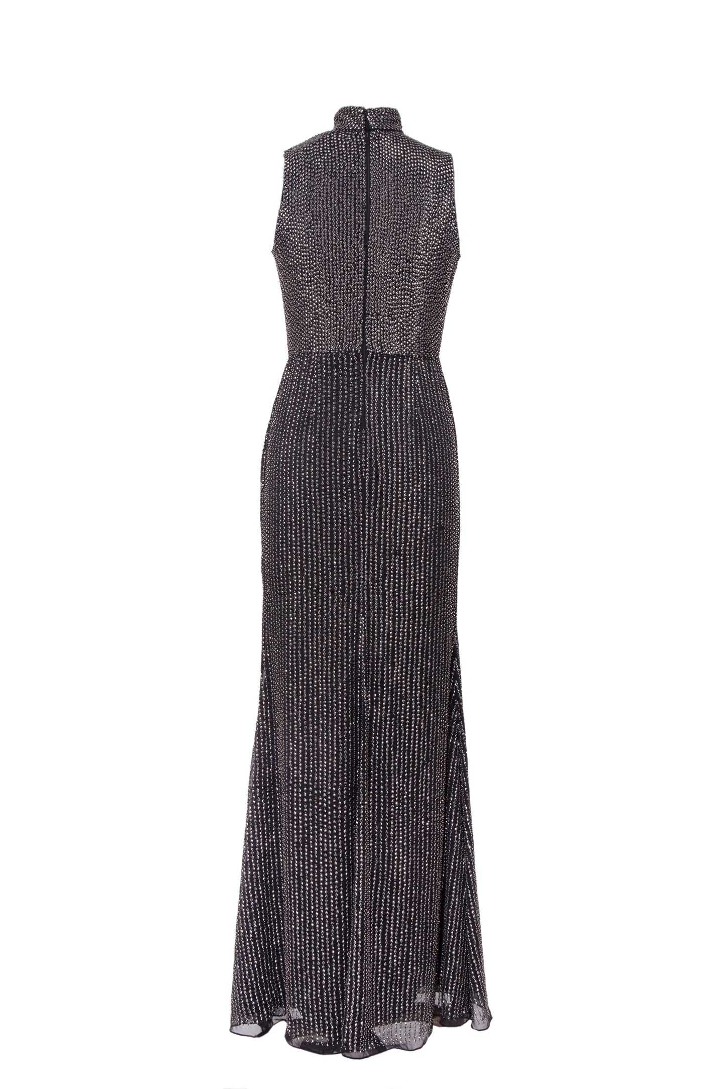 Adela Embellished Cutout Mock Neck Sleeveless Maxi Gown