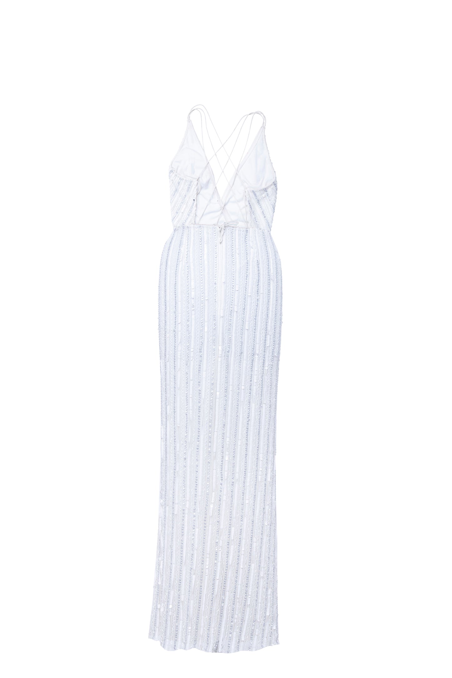 Mina Stripe Embellished Cross Strap Back Maxi Gown