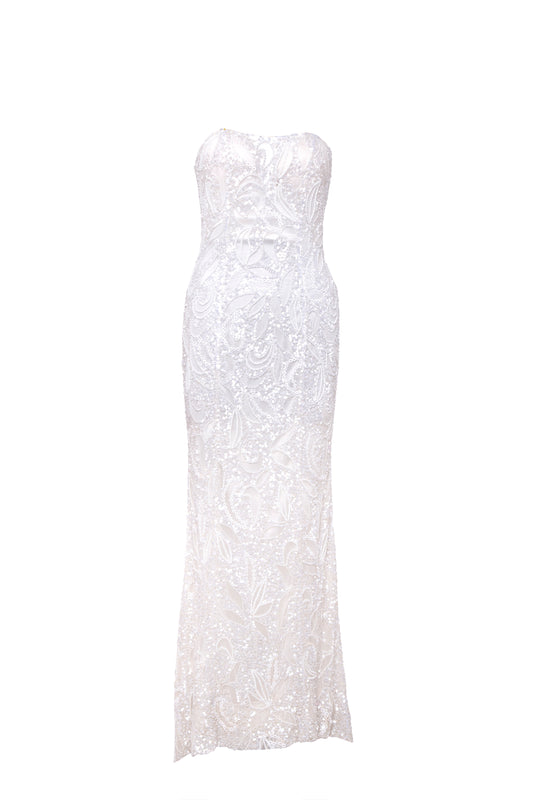 Clara Hand-Beaded Strapless Maxi Gown