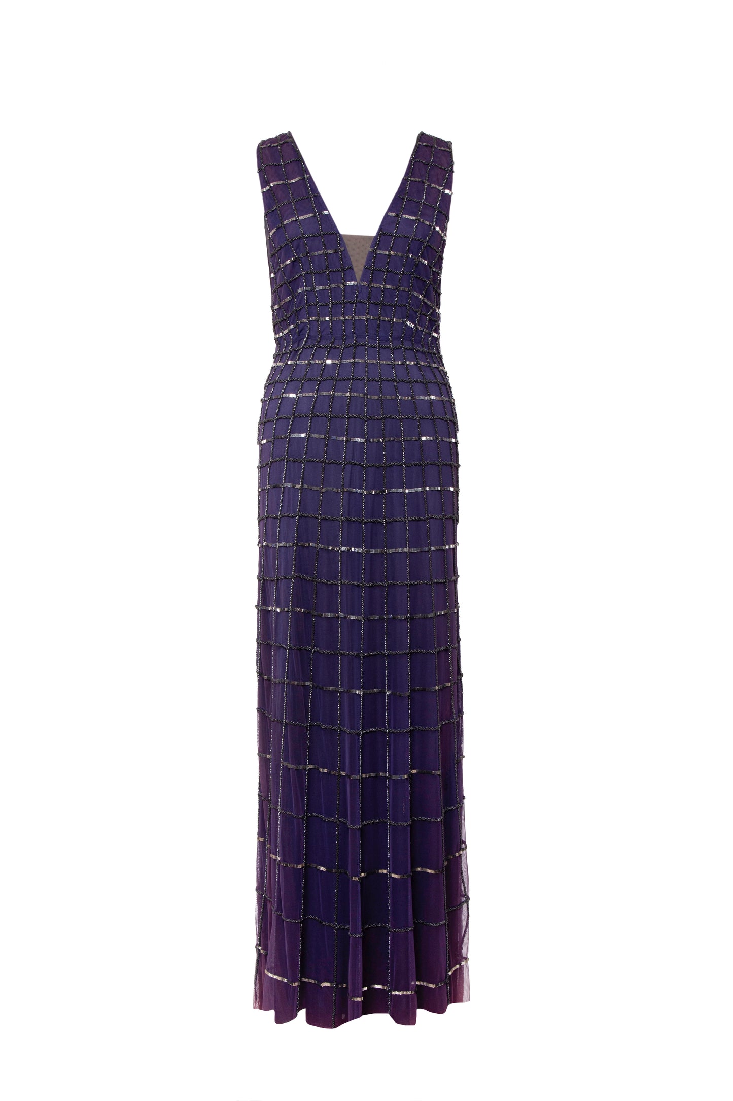 Solana Check Embellished Sleeveless Maxi Gown